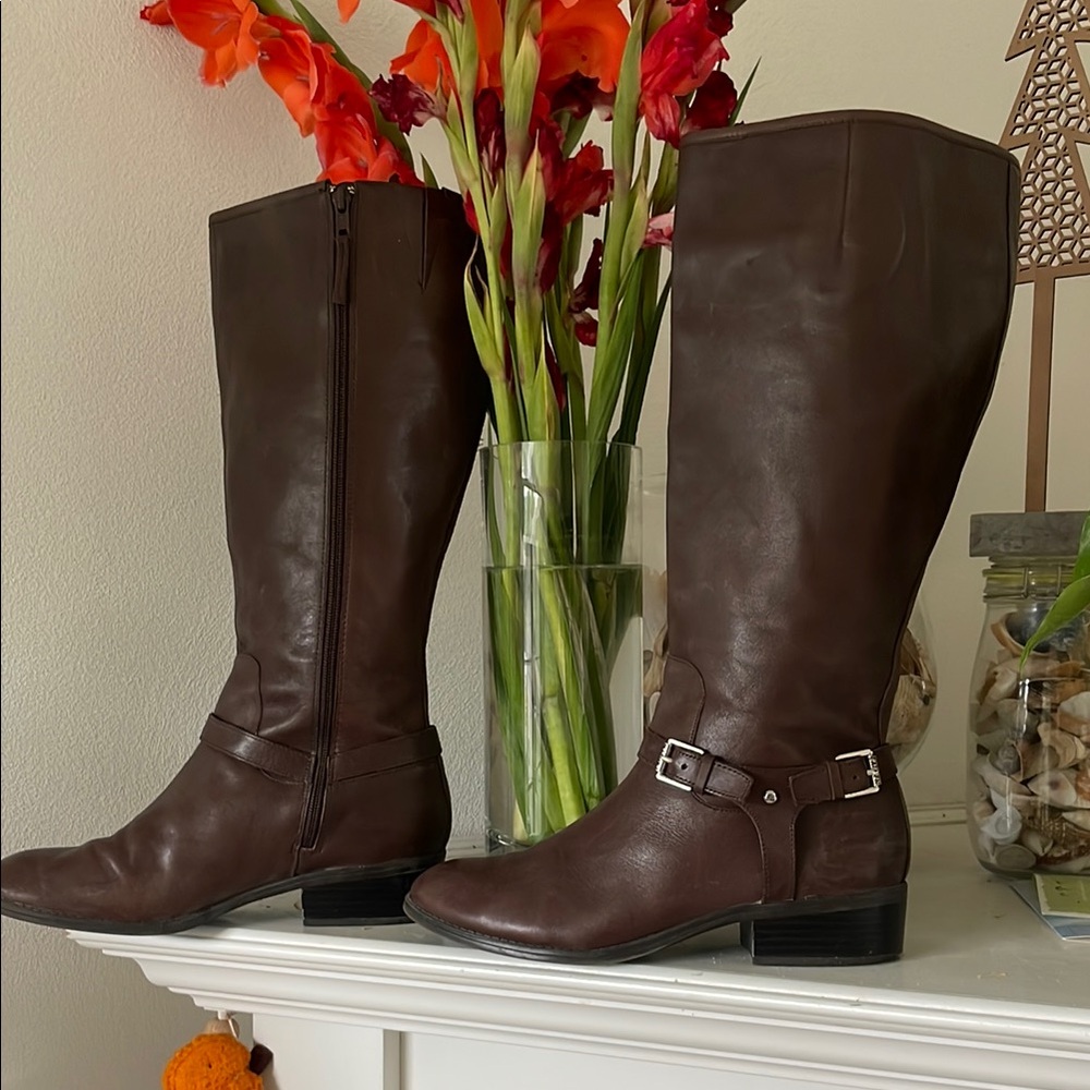 Ralph Lauren Classic Tall Brown Riding Boots-Wide calf
